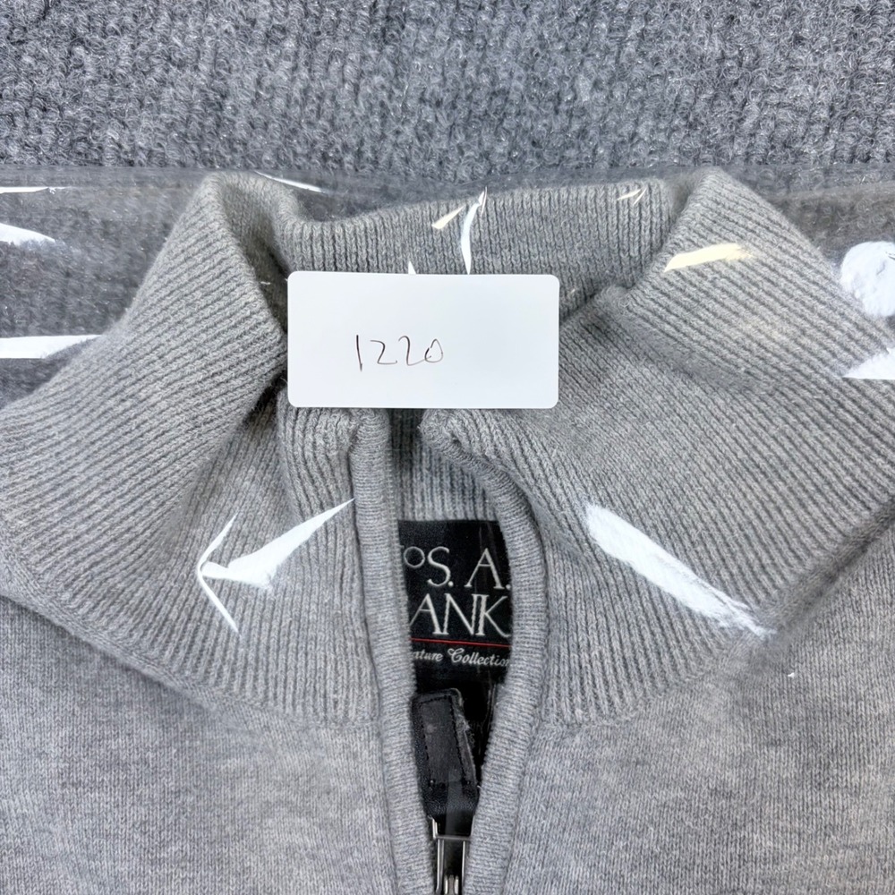 Jos. A. Bank Signature Collection Mens L Gray Pima Cotton Quarter Zip Sweater - Picture 13 of 13